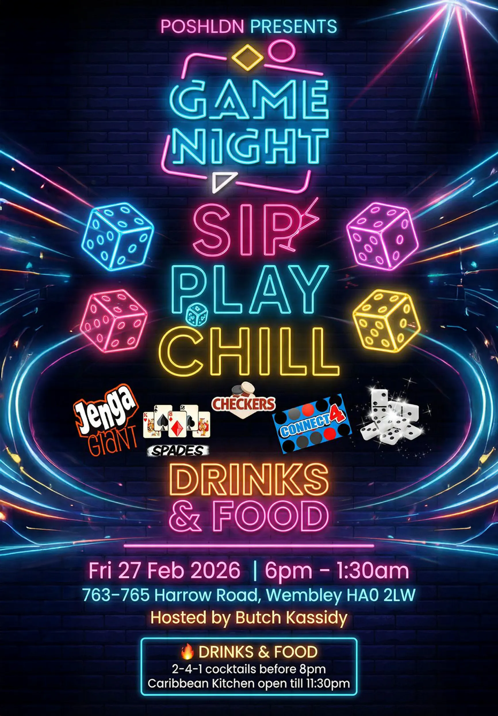 Sip Play Chill Games Night – Front